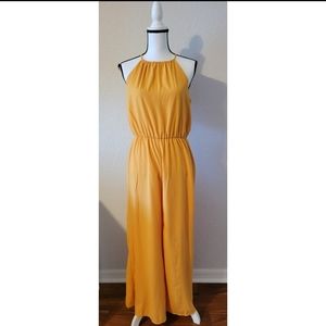 Mustard Halter Wide Leg Jumpsuit EUC